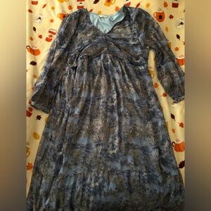 Me by Jennie Garth Floral Sheer Long Sleeve Dress